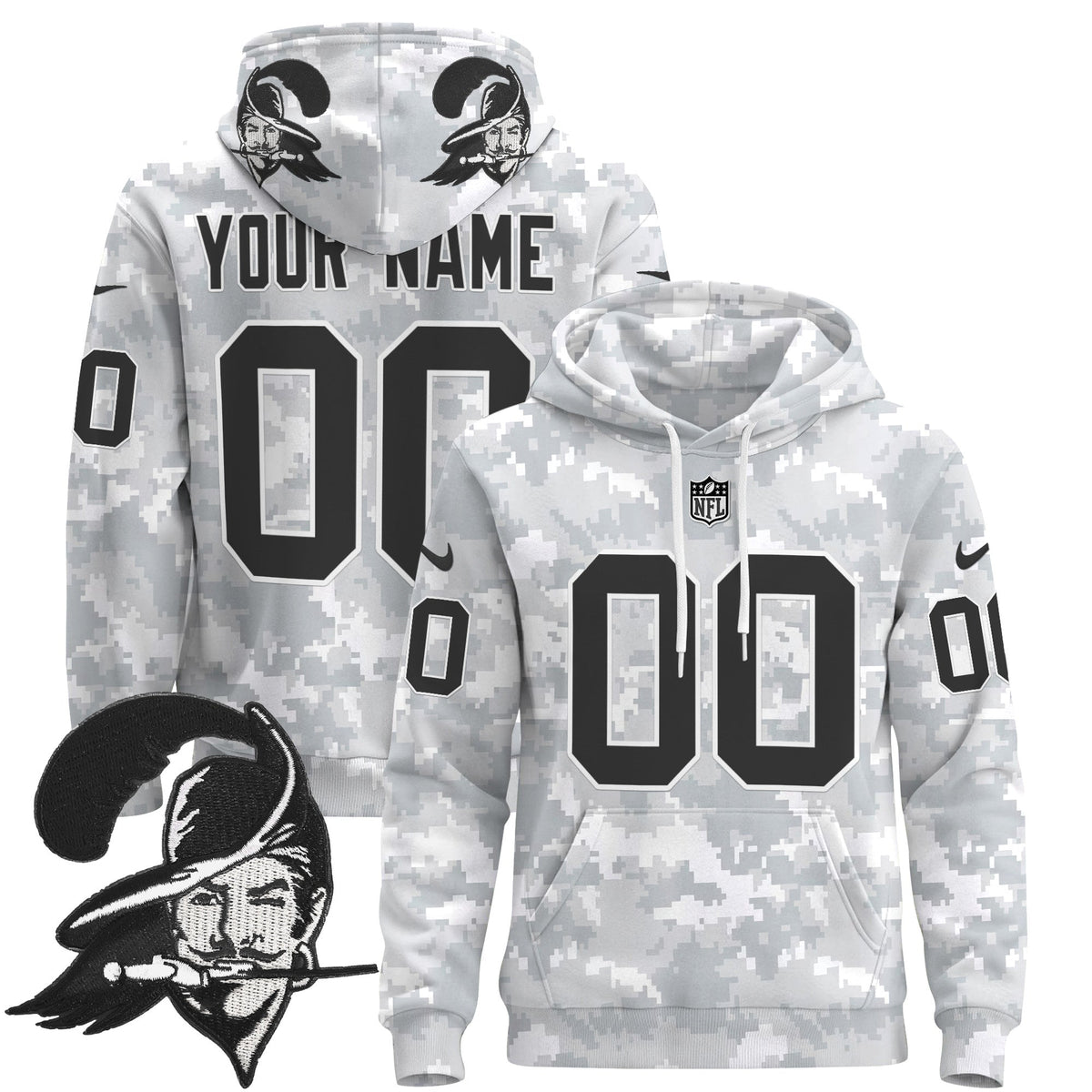 Buccaneers 2024 Salute to Service Custom Pullover Hoodie