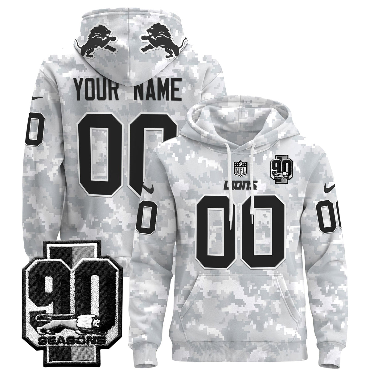 Detroit Lions 2024 Salute to Service Custom Pullover Hoodie