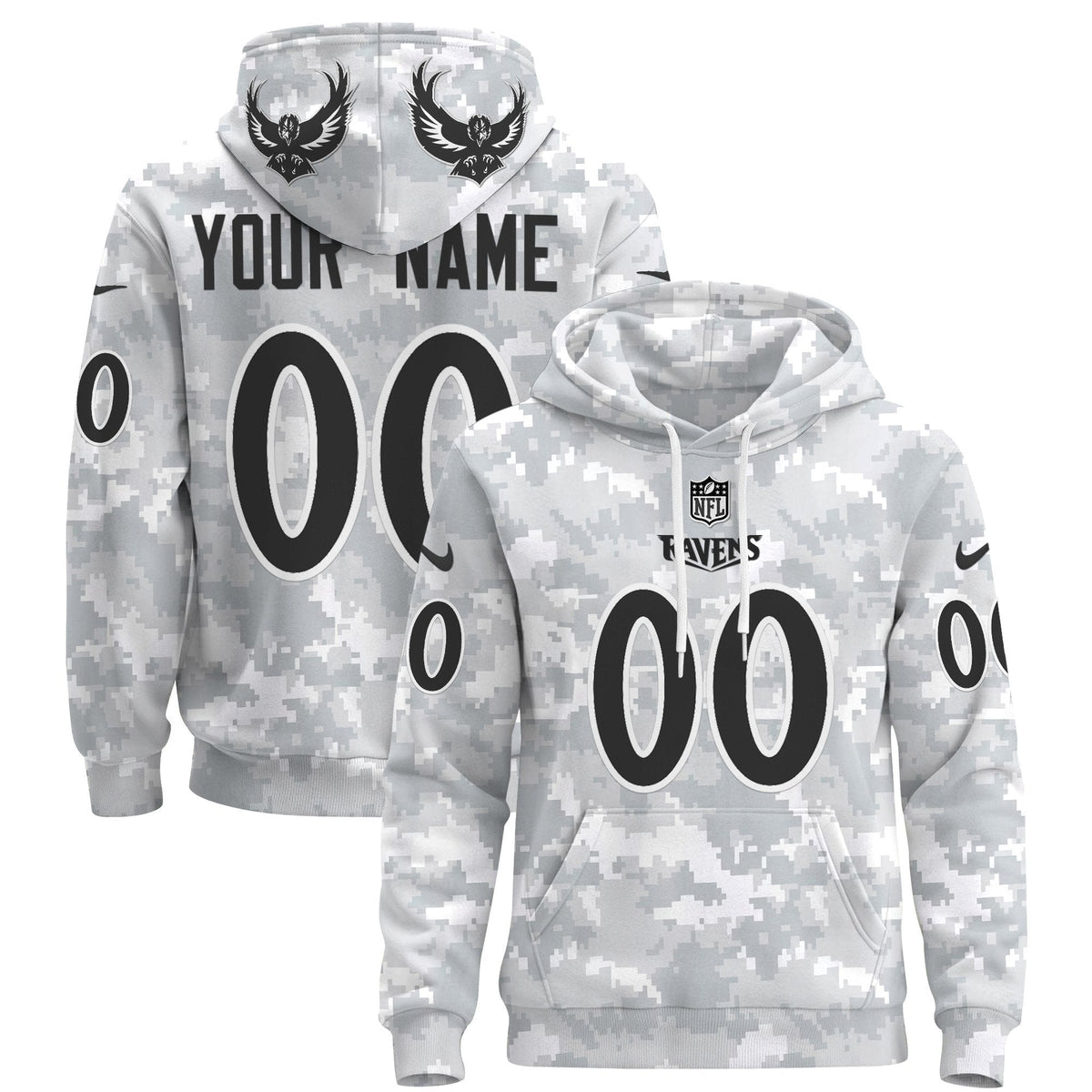 Ravens 2024 Salute to Service Custom Pullover Hoodie
