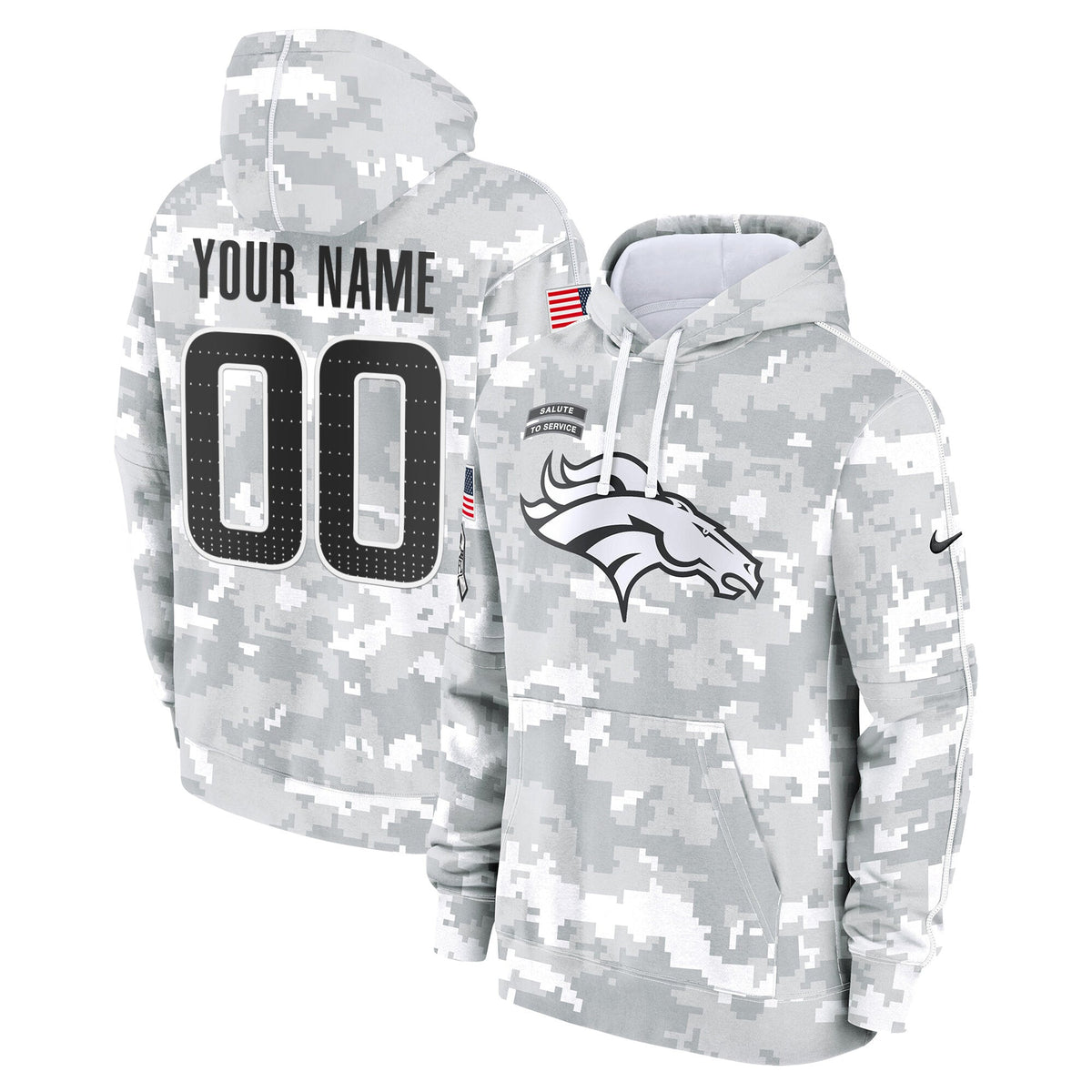 Denver Broncos 2024 Salute to Service Custom Fleece Pullover Hoodie