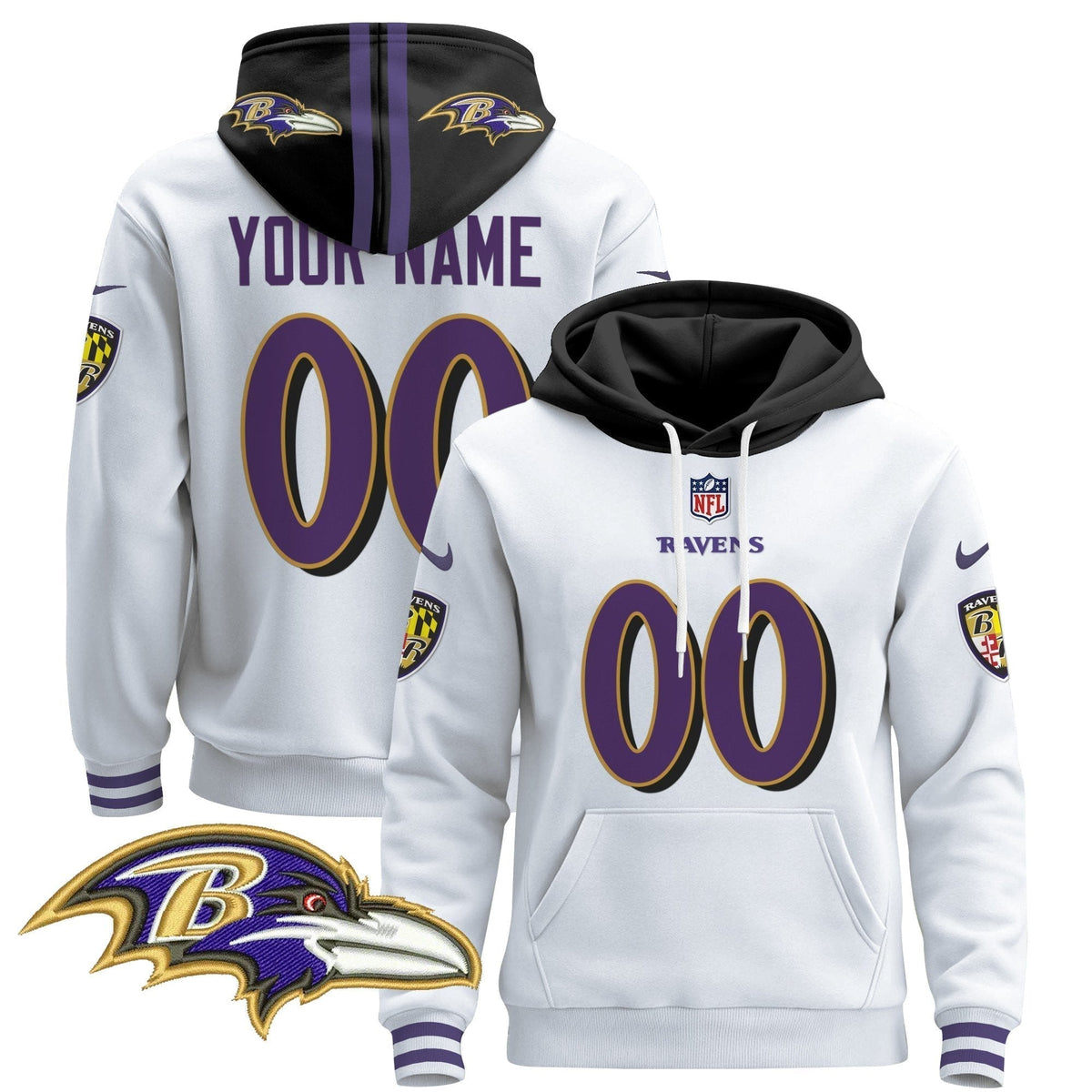 Baltimore Ravens 2024 Custom Pullover Hoodie V4