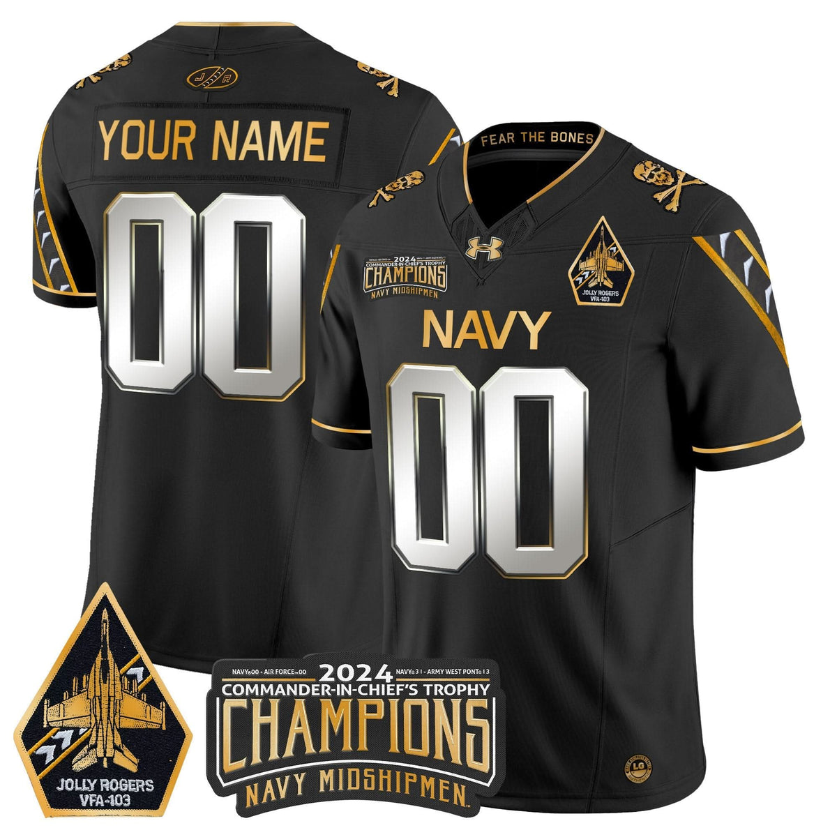 NM 2024 Commander-In-Chief's Trophy Champions Patch Gold Vapor Limited Custom Jersey