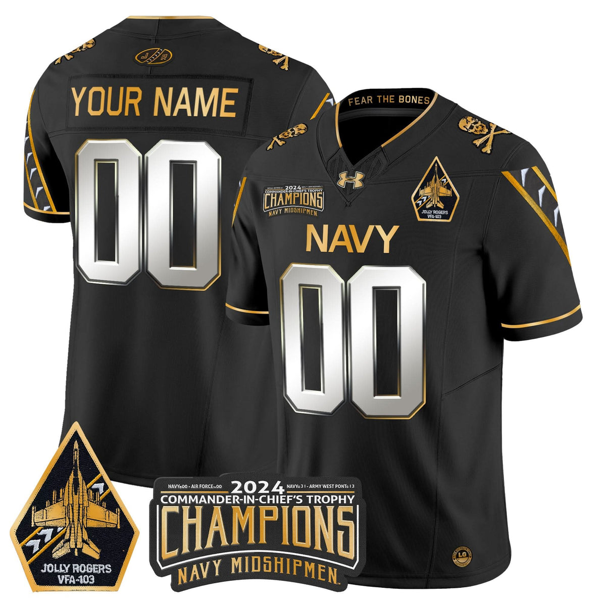 NM 2024 Commander-In-Chief's Trophy Champions Patch Gold Vapor Limited Custom Jersey
