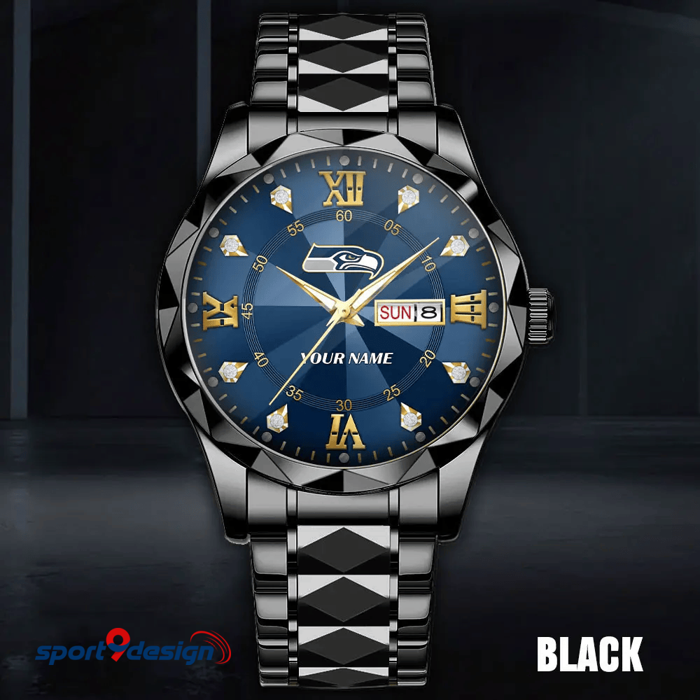 SEA - American Football Luxury Hand Watch All Team Custom Any Name Gift For Fan - Limited Edition