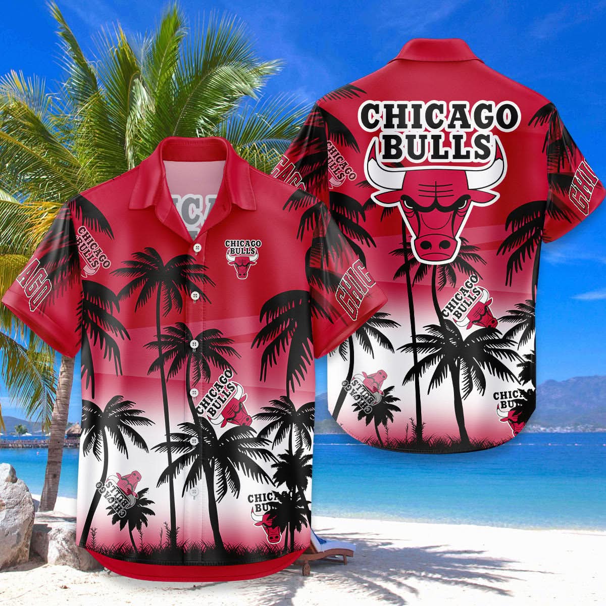 Chicago Bulls Hawaiian Shirt Coconut Tree