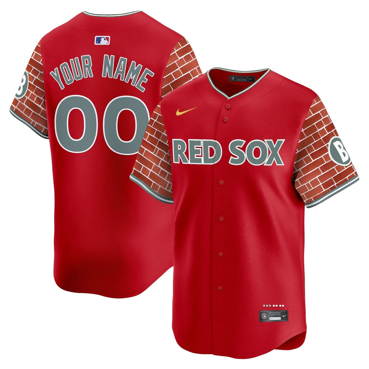 Boston Red Sox 2025 Fenway Red Brick Style Vapor Premier Limited Custom Jersey - Stitched