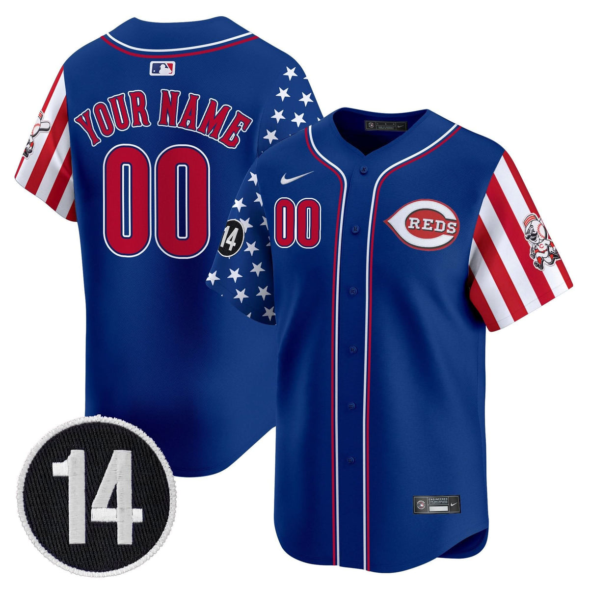 Cincinnati Reds 2025 Independence Day Vapor Premier Limited Custom Jersey - Pete Rose Patch - All Stitched