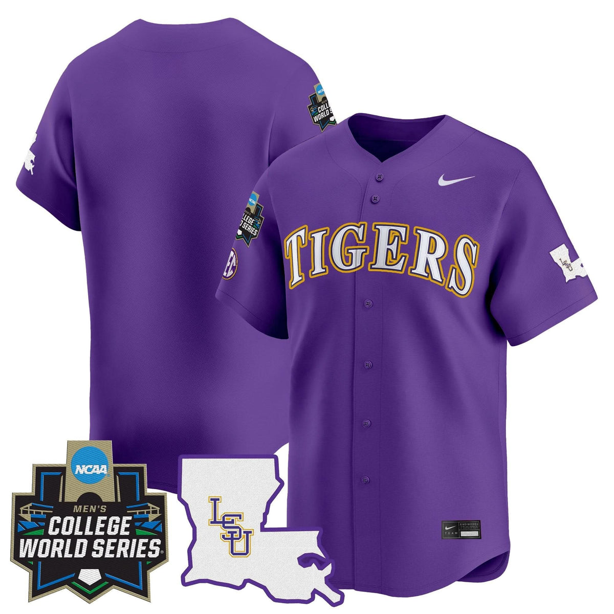 Men's LSU Tigers 2025 World Series Vapor Premier Limited Jersey - All Stitched