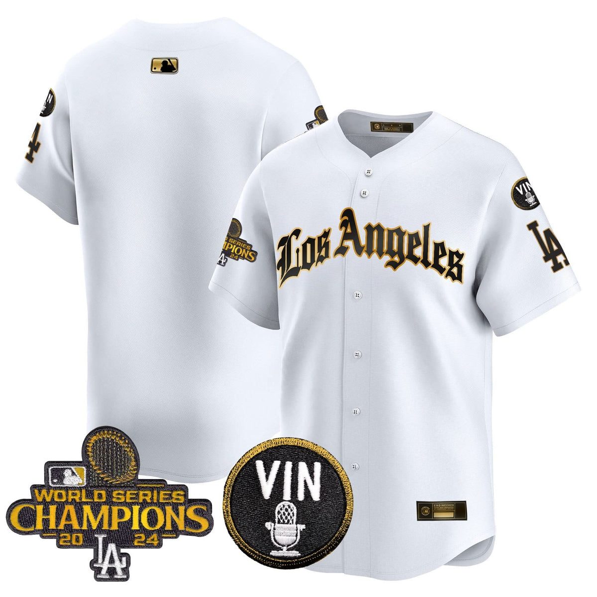 Men's Dodgers 2025 LA Gothic Style Gold Vapor Premier Limited Jersey - All Stitched