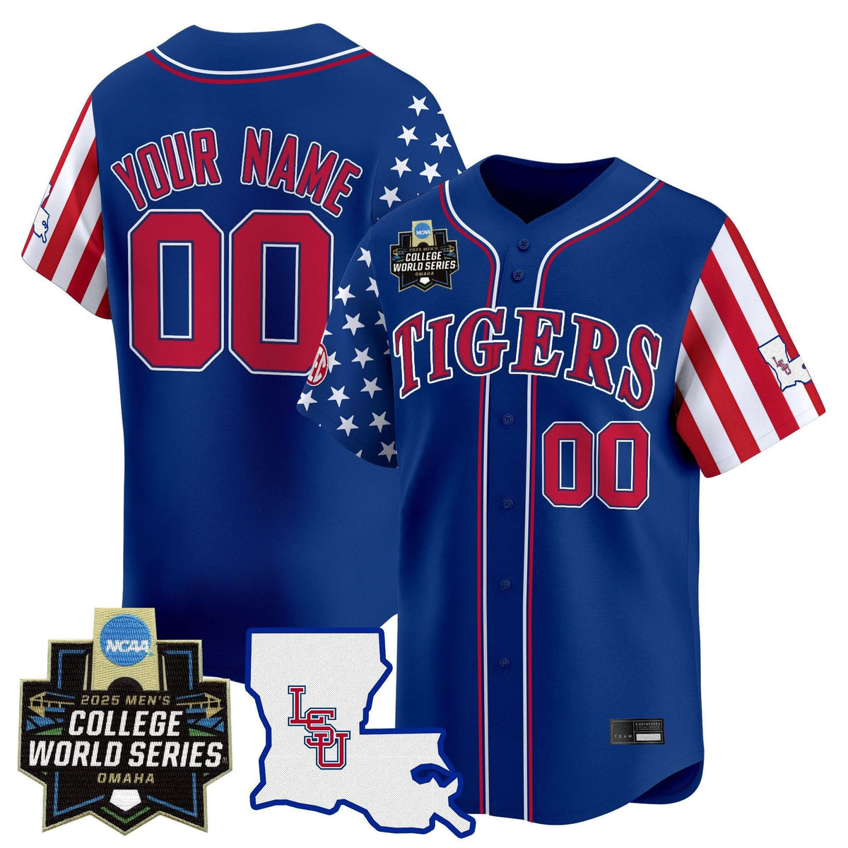 LSU Tigers 2025 Independence Day Vapor Premier Limited Jersey - World Series Custom Patch - All Stitched