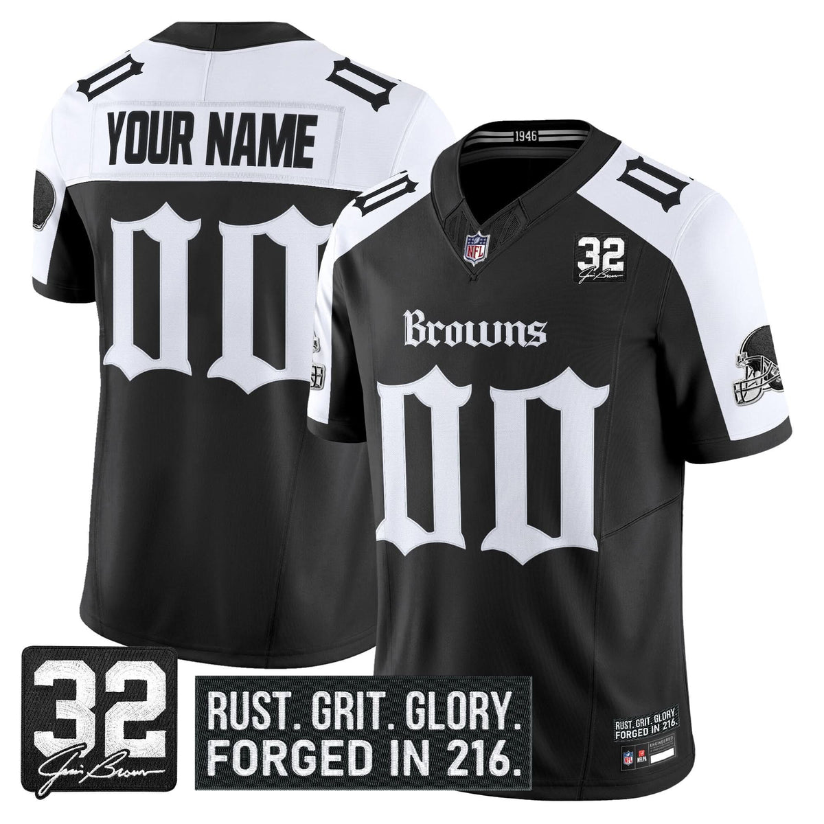 Cleveland Browns 'Gothic Dawg Shadows Drop' Vapor Limited Custom Jersey - All Stitched
