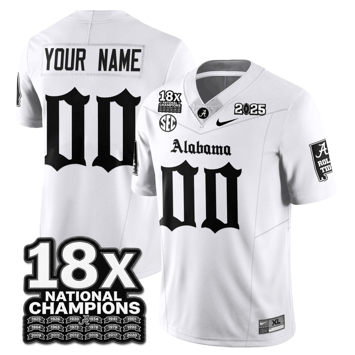 Custom BAMA 18x-Time National Champions Gothic Vapor Limited Jersey