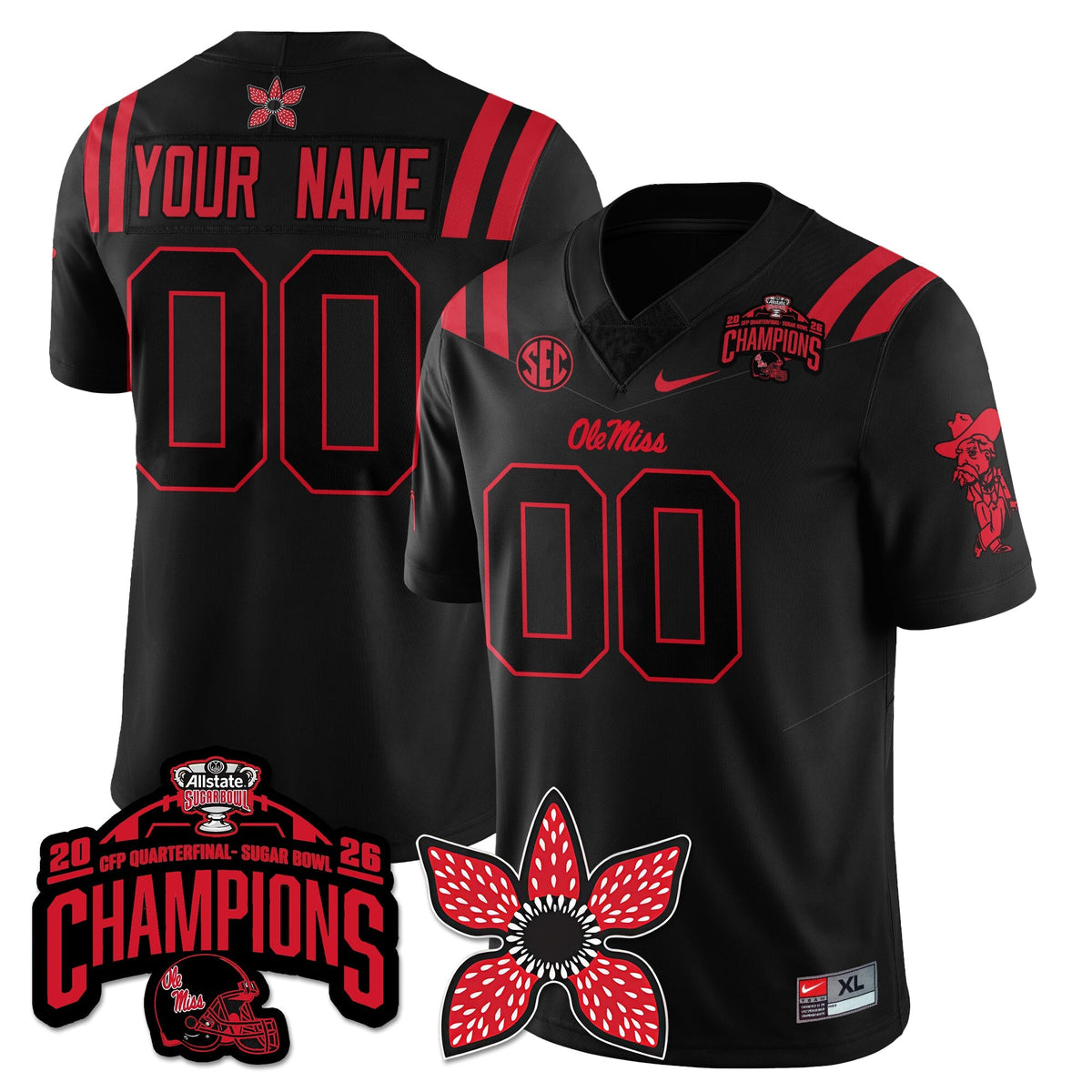 OM Stranger Things Vapor Limited Custom Jersey - Allstate Sugar Bowl Champions
