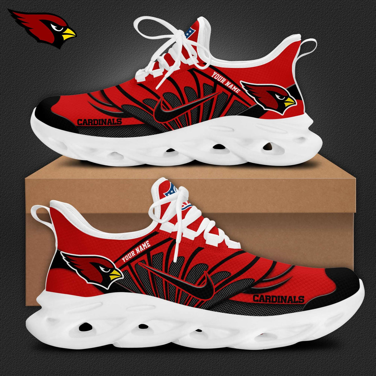 Arizona Cardinals Customized Premium Max Soul Shoes