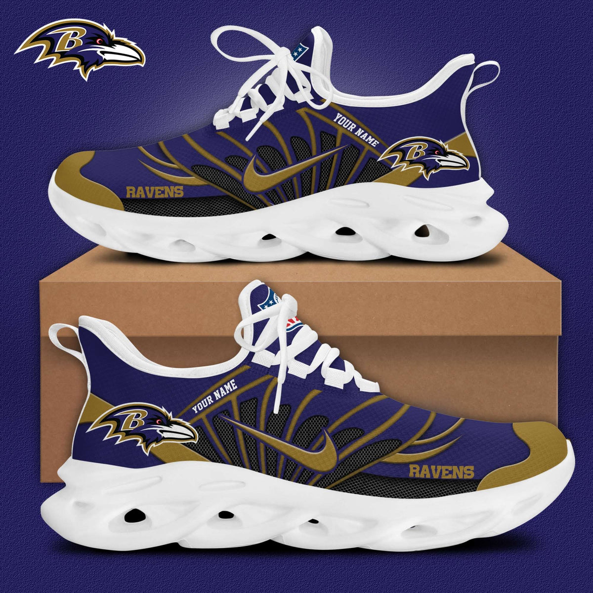 Baltimore Ravens Customized Premium Max Soul Shoes