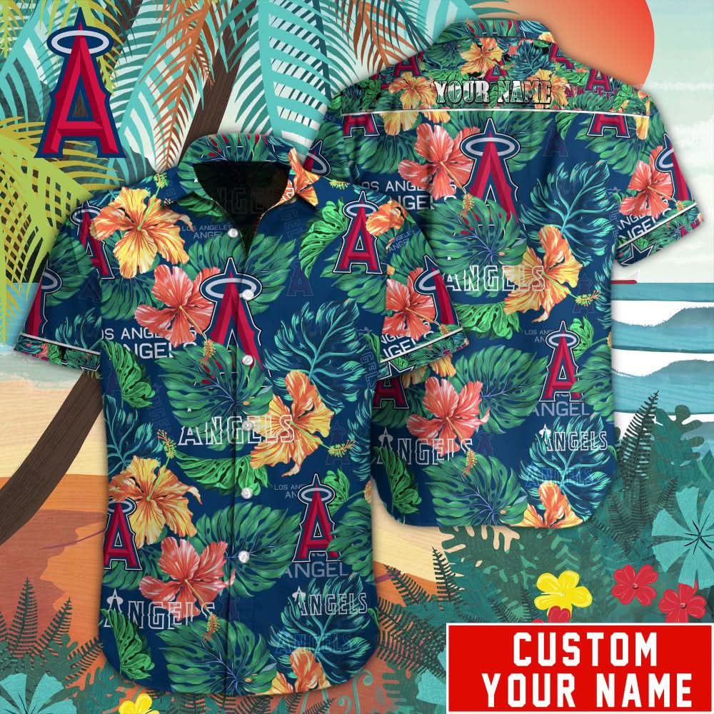 Los Angeles Angels Special Hawaiian Design Button Shirt V2304 - The Lucky Shops