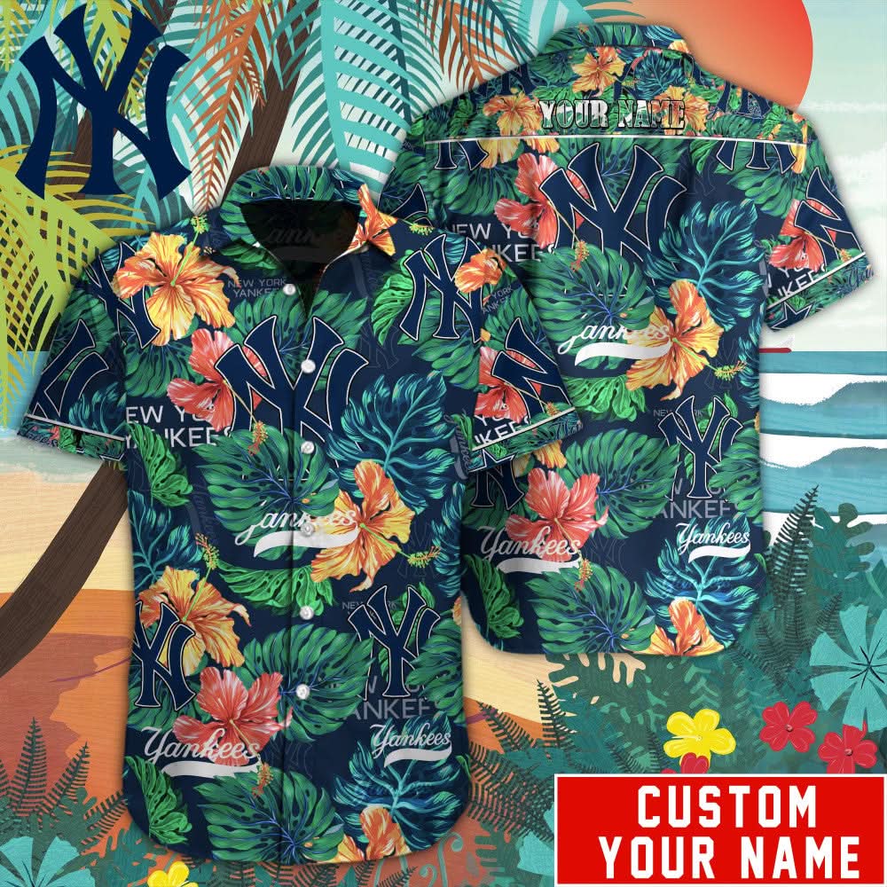 New York Yankees Special Hawaiian Design Button Shirt V2304 - The Lucky Shops