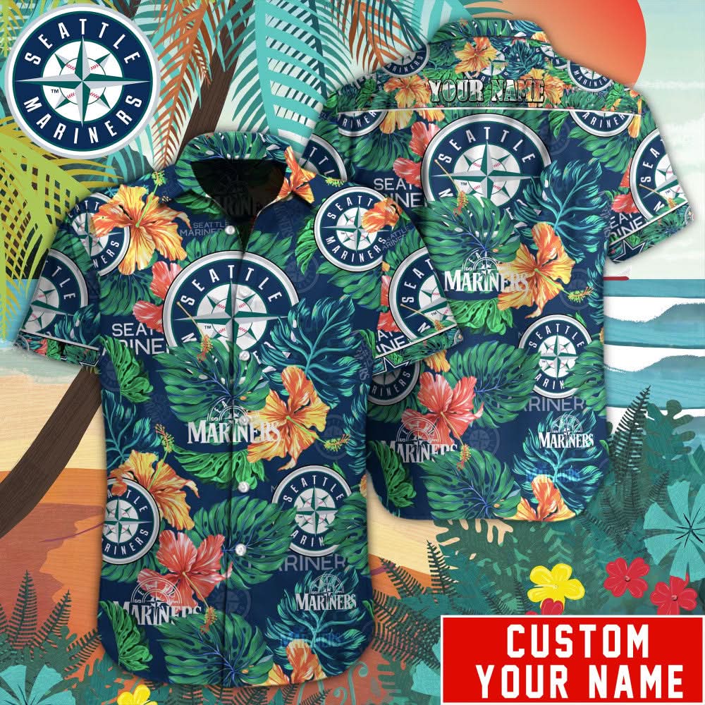 Seattle Mariners Special Hawaiian Design Button Shirt V2304 - The Lucky Shops