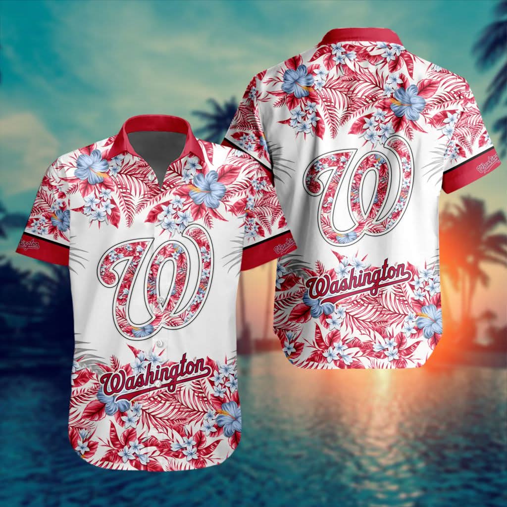 Washington Nationals Special Hawaiin Design Button Shirt ST2401 - The Lucky Shops