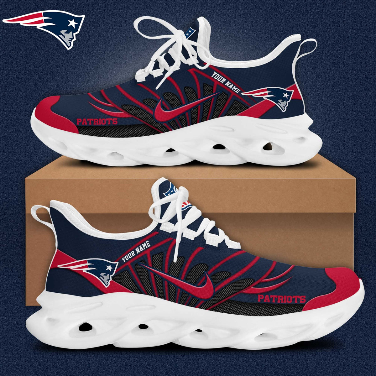 New England Patriots Customized Premium Max Soul Shoes