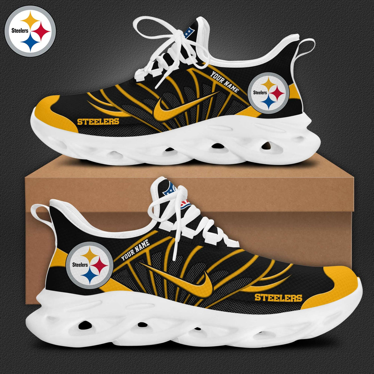 Pittsburgh Steelers Customized Premium Max Soul Shoes