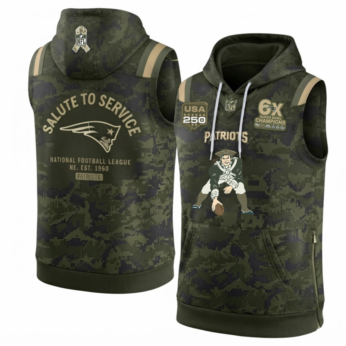 NE Salute to Service Sleeveless Hoodie Tank Top - Printed