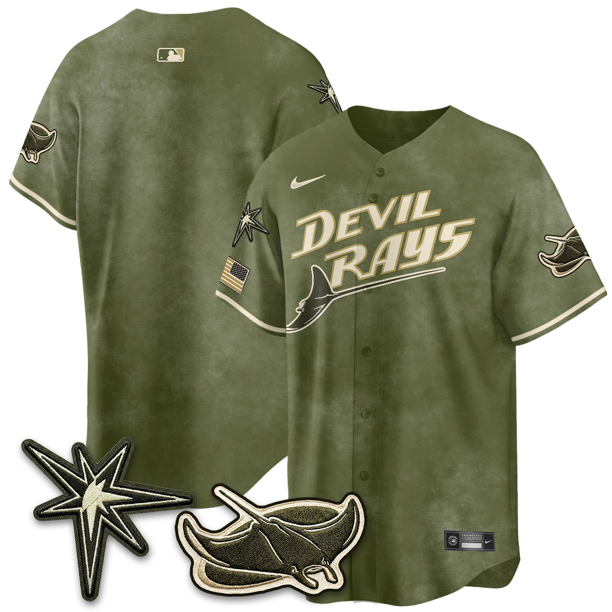 TB New Era Olive 2026 Armed Forces Day Jersey - Stitched