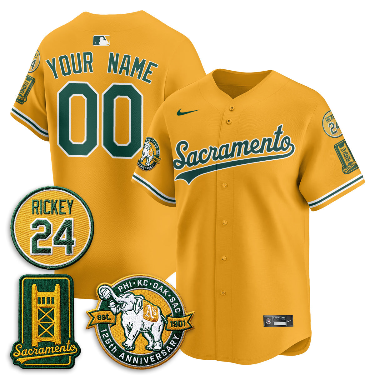 OAK 2026 Alternate Sacramento - Celebrating 125 Years - Limited Custom Vapor Jersey - Stitched