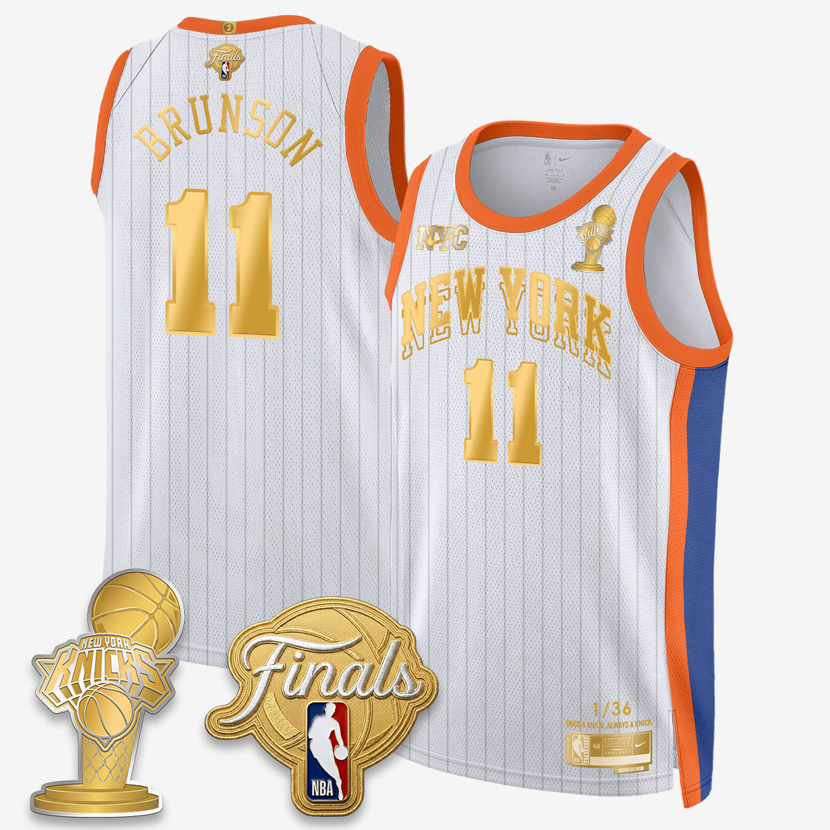 Jalen Brunson NYK 2026 Basketball Finals Champions Gold Standard Basketball Jersey - Limited Edition - Stitched