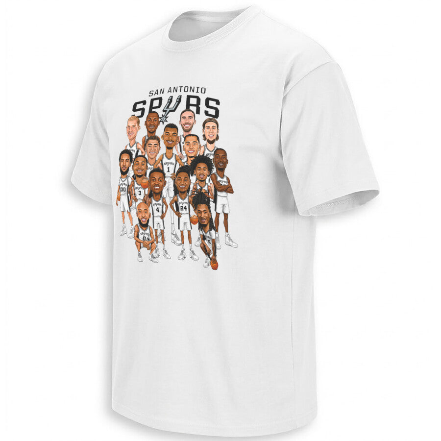 SAS Black 2026 Basketball Playoffs Roster Caricature Printed T-Shirt