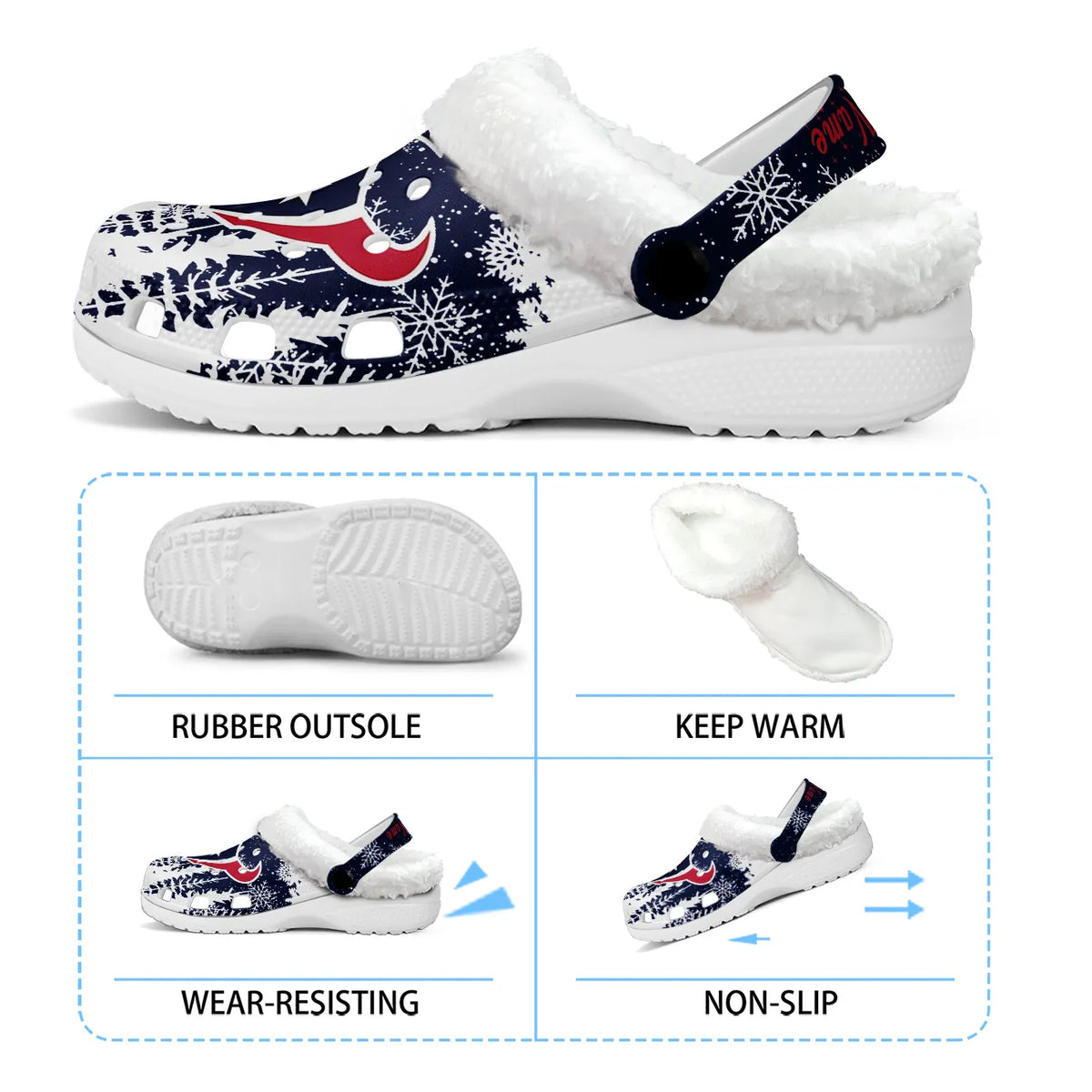 HOU Fleece-Lined Clogs - Comfortable in Winter