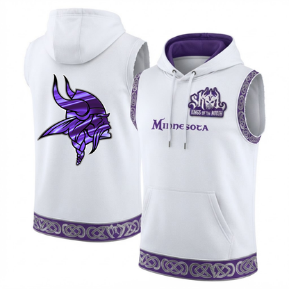 Minnesota Vikings Fan Gear Edition Sleeveless Hoodie Tank Top - Printed