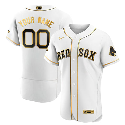 Boston Red Sox Black Gold & White Gold Custom Jersey - All Stitched
