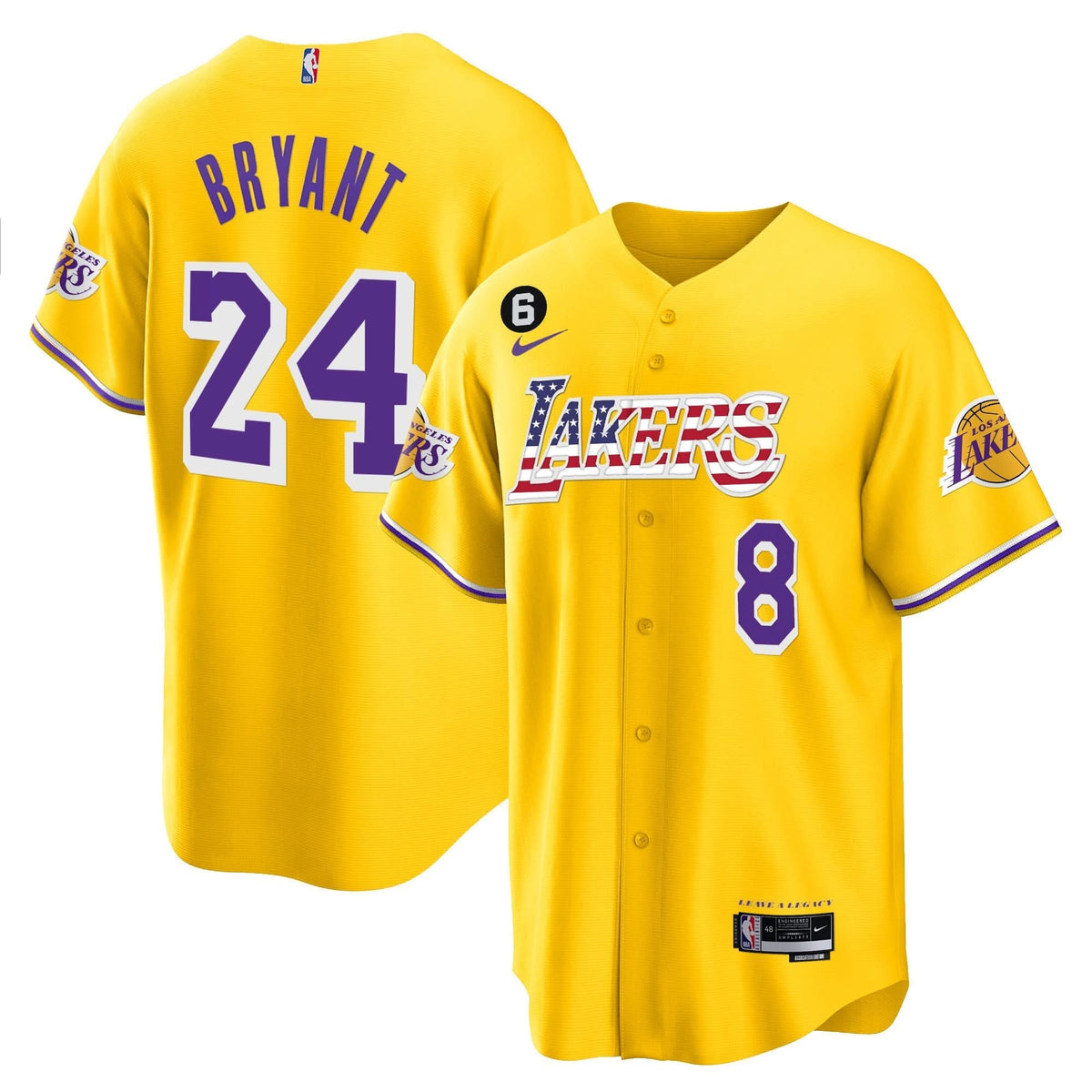Men's Los Angeles Lakers Flag Baseball Jersey - All Stitched