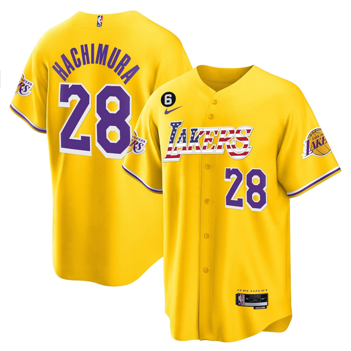 Men's Los Angeles Lakers Flag Baseball Jersey - All Stitched