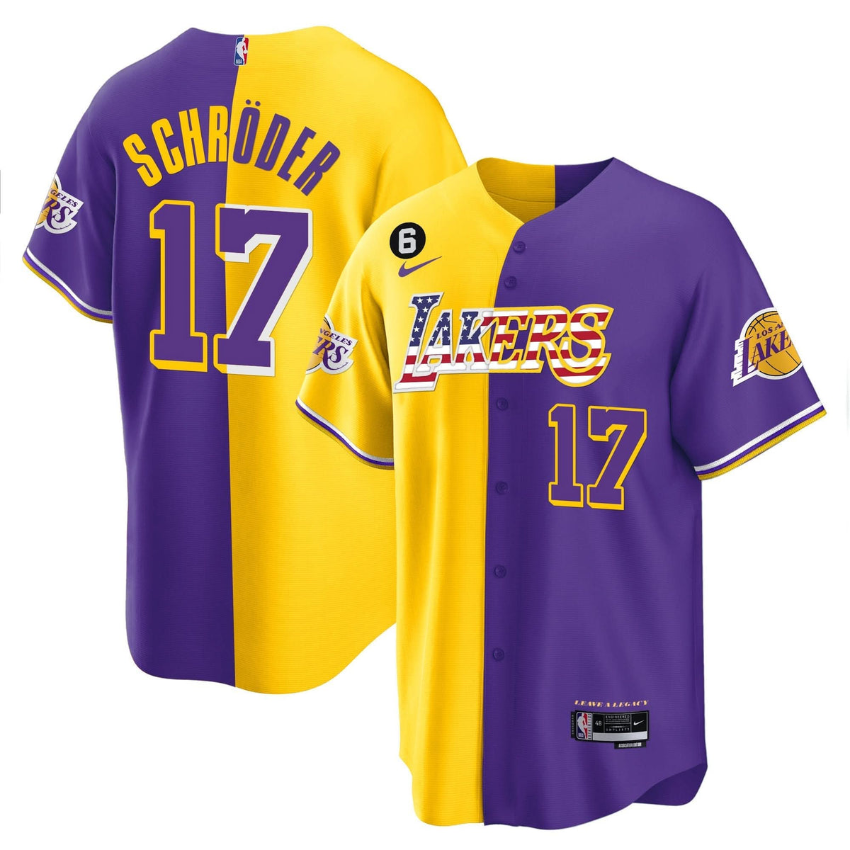 Men's Los Angeles Lakers Flag Baseball Jersey - All Stitched