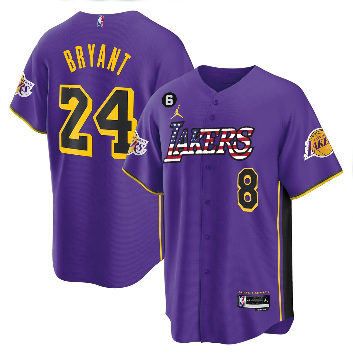 Men's Los Angeles Lakers Flag Baseball Jersey - All Stitched