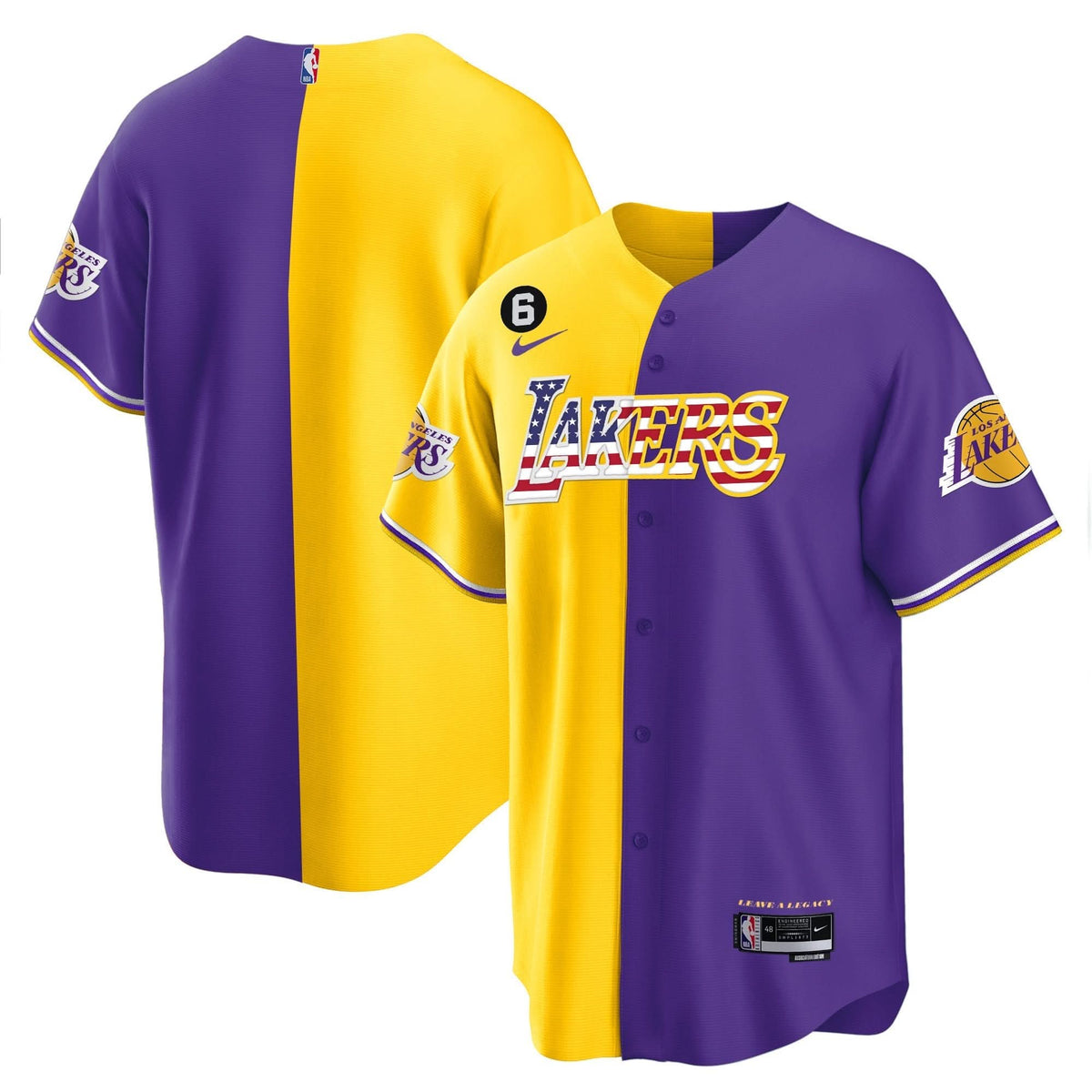 Men's Los Angeles Lakers Flag Baseball Jersey - All Stitched