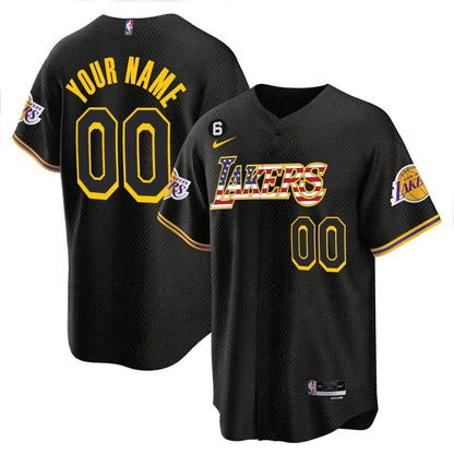 Los Angeles Lakers Flag Baseball Custom Jersey - All Stitched