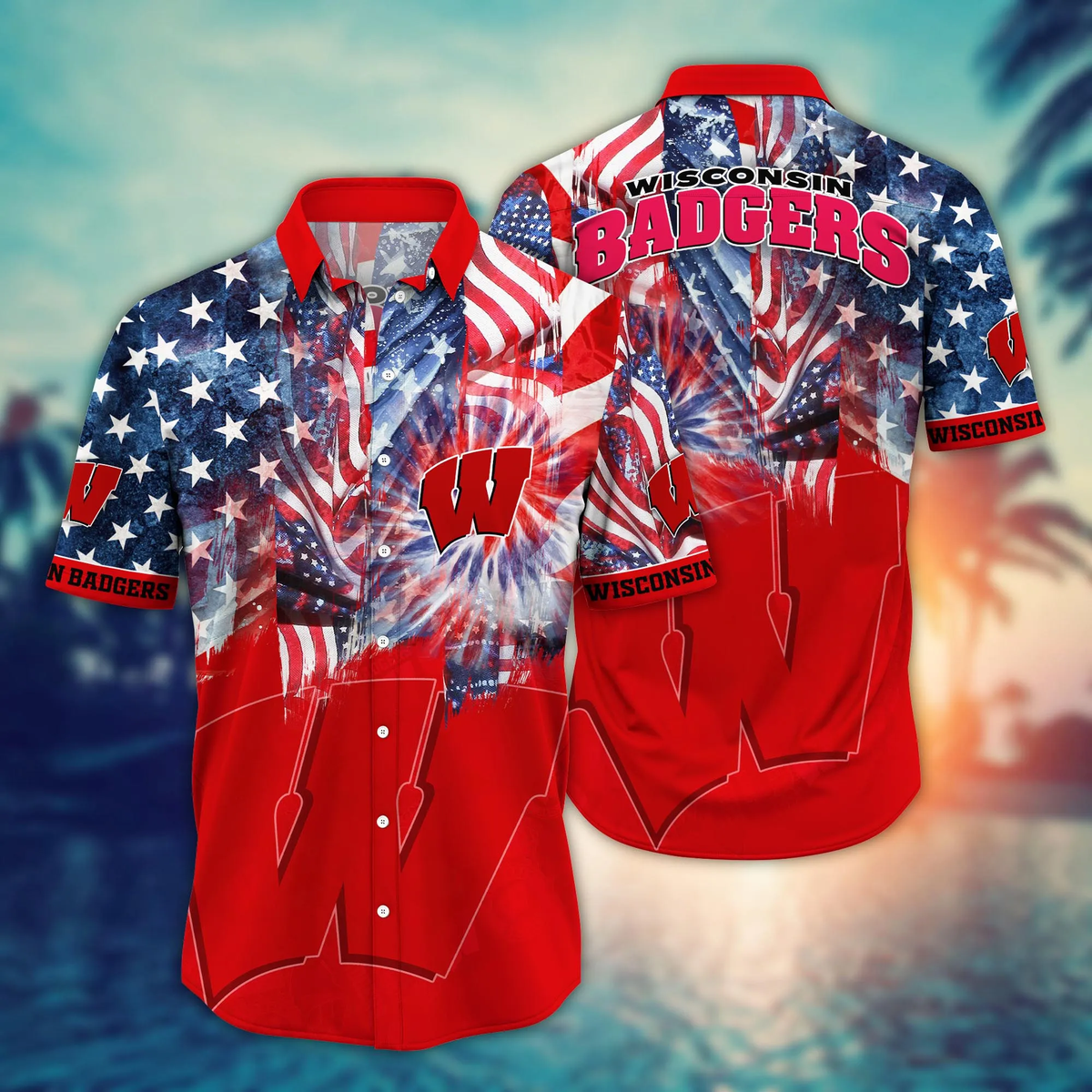 Wisconsin Badgers - Hawaii Shirt  For Fans, Summer Football Shirts