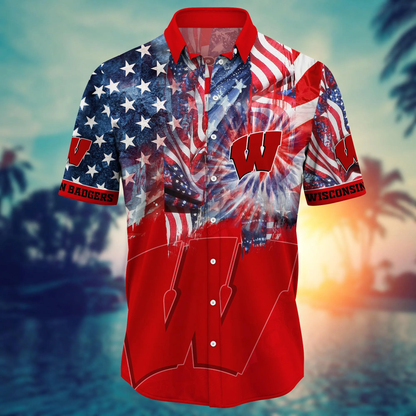 Wisconsin Badgers - Hawaii Shirt  For Fans, Summer Football Shirts VT-HW001