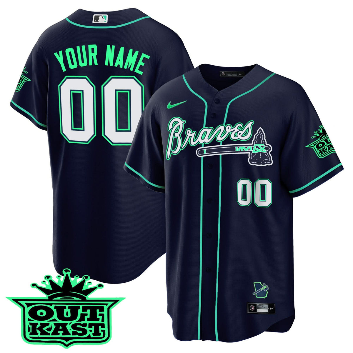 Atlanta Braves Outkast Cool Base Custom Jersey - Galaxy Version - Stitched