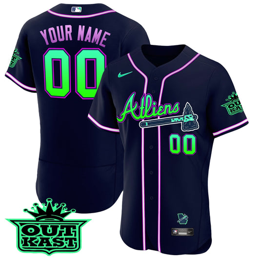 Atlanta Braves Atliens Flex Base Custom Jersey - Galaxy Version - Stitched