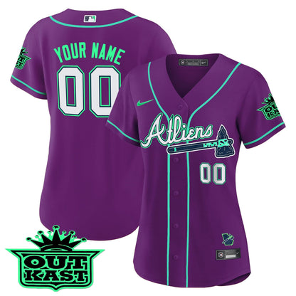 Atlanta Braves Atliens Flex Base Custom Jersey - Galaxy Version - Stitched