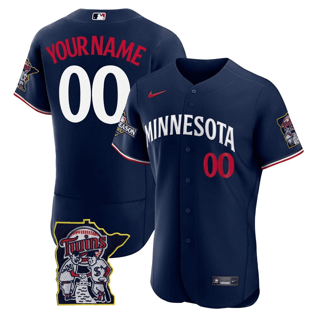 Minnesota Twins Flex Base Postseason Patch Custom Jersey - All Stitched