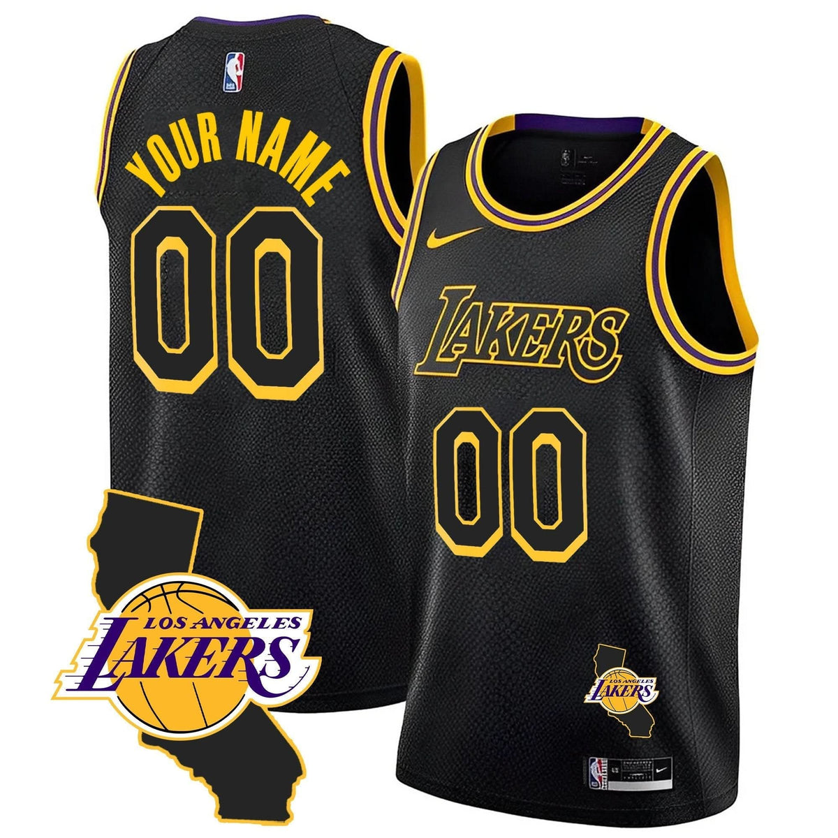 Los Angeles Lakers California Patch Custom Jersey - All Stitched