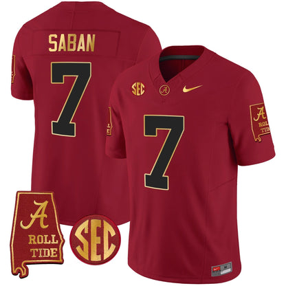 Nick Saban ACT #7 Champions Gold Trim Vapor Jersey
