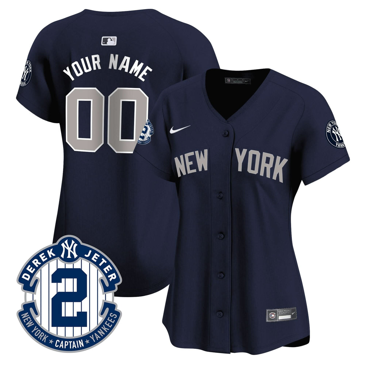 New York Yankees Derek Jeter Patch Vapor Premier Limited Custom Jersey - All Stitched