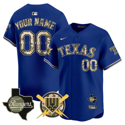 Texas Rangers Armed Forces Day Vapor Premier Limited Custom Jersey - All Stitched