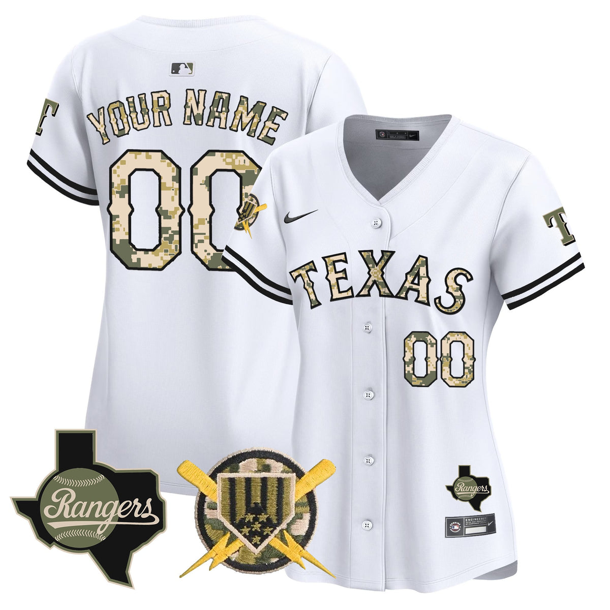 Texas Rangers Armed Forces Day Vapor Premier Limited Custom Jersey - All Stitched